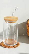 Load image into Gallery viewer, Glass Wood Top 16oz cup
