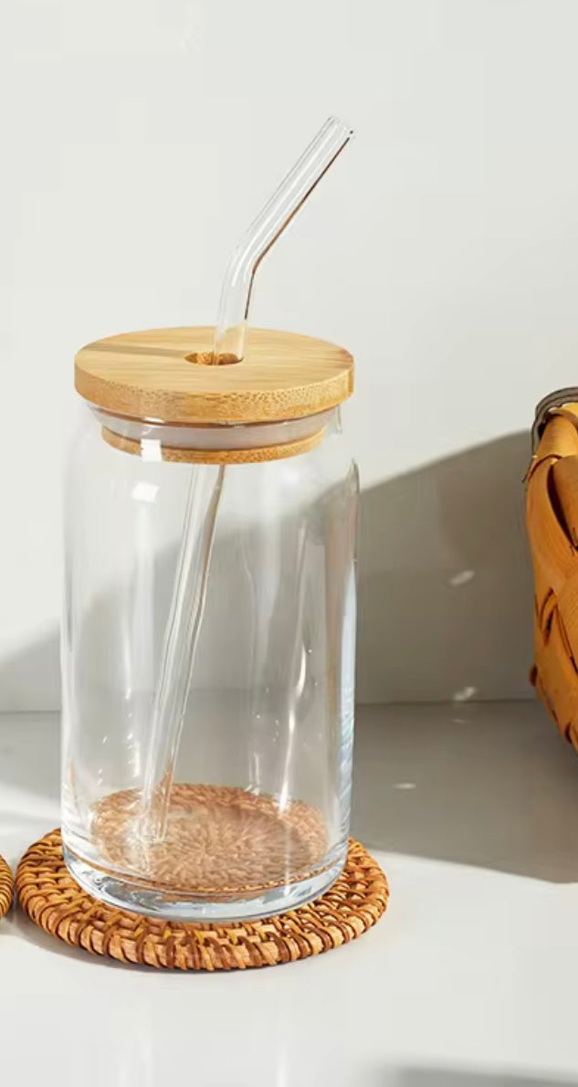 Glass Wood Top 16oz cup