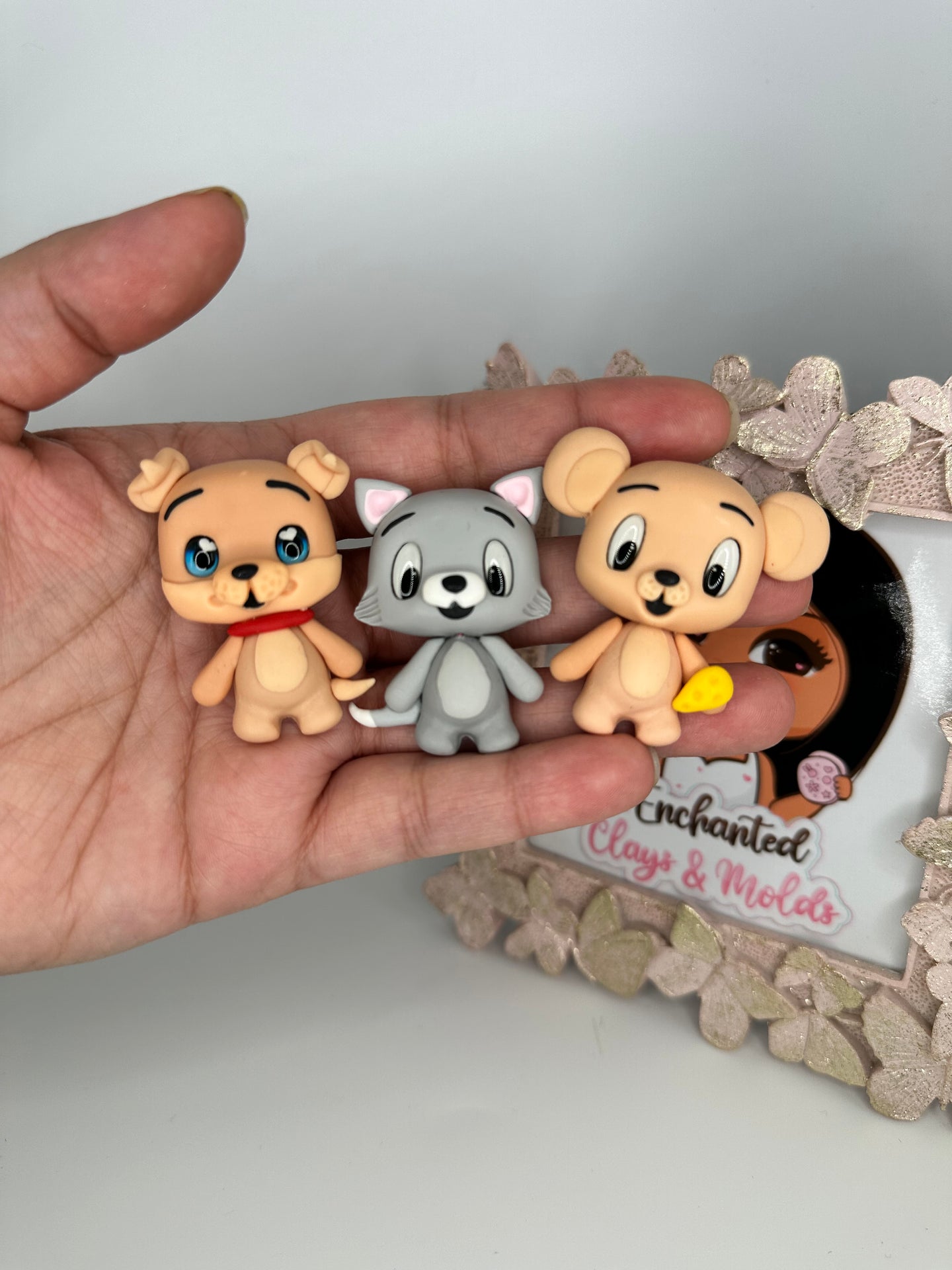 Tom Jerry and Tyke clay dolls